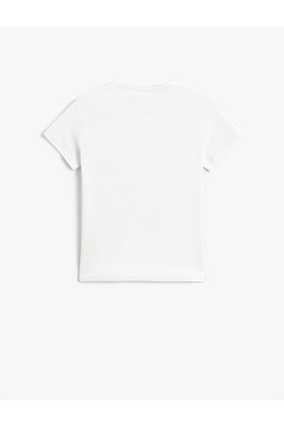Koton Tricou cu mânecă scurtă imprimat Bumbac cu decolteu triplu