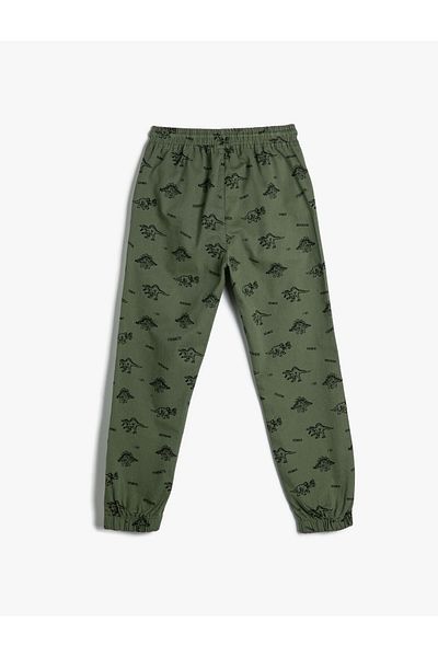 Koton Dinosaurier-Jogginghose, gebundene Taille, erhöhte Baumwolle