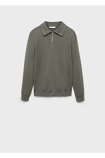 MANGO Man Fermuarlı Balıkçı Yaka Kalıplı Kazak