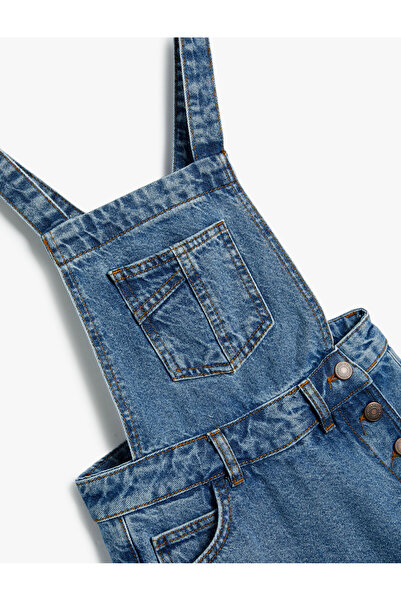 Koton Rochie Basic Denim Salopet cu Buzunare Bumbac