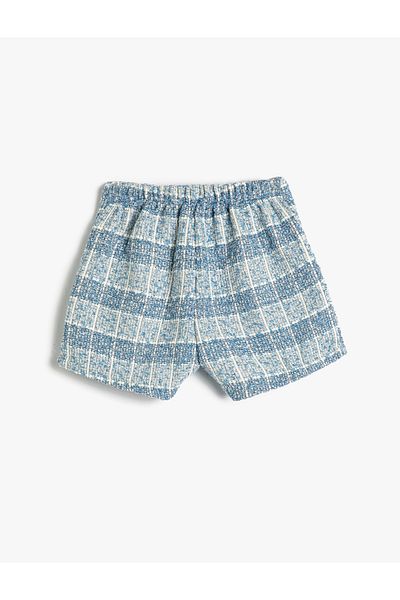 Koton Pantaloni scurți din tweed cu detaliu nasturi perlat și talie elastică