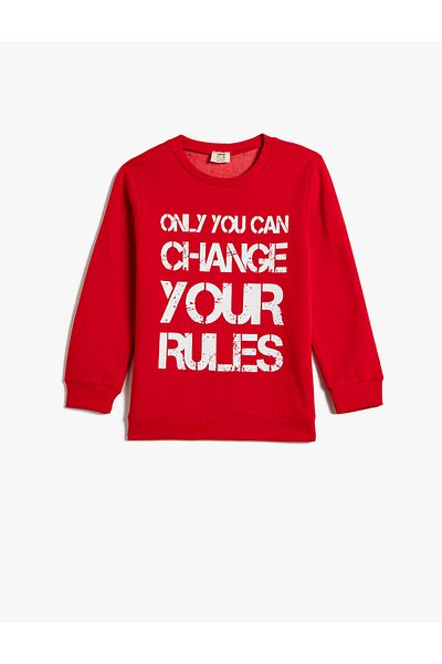 Koton Printed Sweat Licensed Raised Long Sleeve Crew Neck Printed Cotton