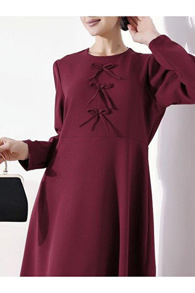 Modamorfo Imported Crepe Dress with Ribbon Detail