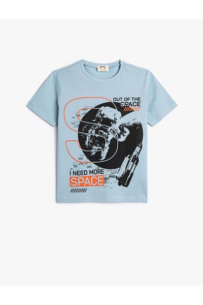 Koton Μπλουζάκι με θέμα Space - Κοντό μανίκι / Βαμβακερό / Λαιμόκοψη