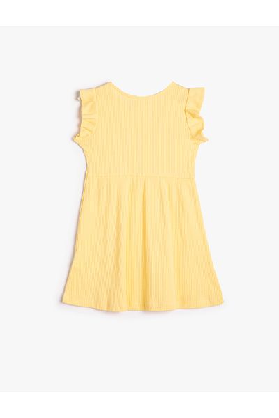 Koton Decolteu rotund - Rochie mini cu volane, fara maneci, bumbac cu nervuri