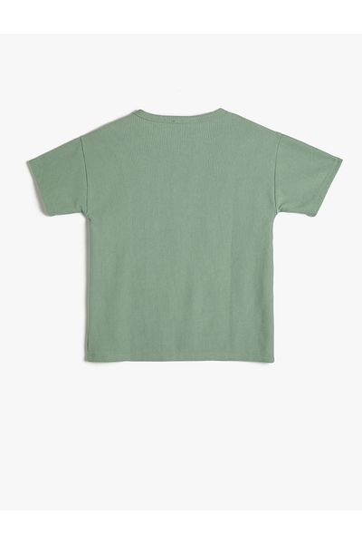 Koton Tricou de bază, mânecă scurtă, cu decolteu, buzunar, cu nervuri