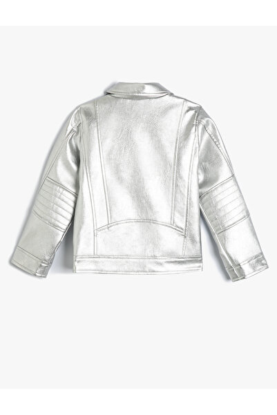 Koton Metallic Shiny Faux Leather Biker Jacket