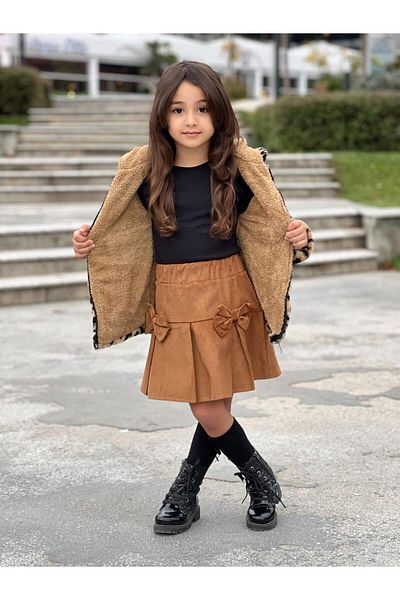 ipekkids Копринени детски дрехи за момичета Пълно зимно плюшено кожено палто от леопард