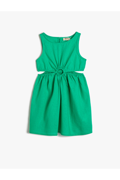 Koton Rochie de in fără mâneci de lungime midi - Gât rotund cu detaliu fereastră