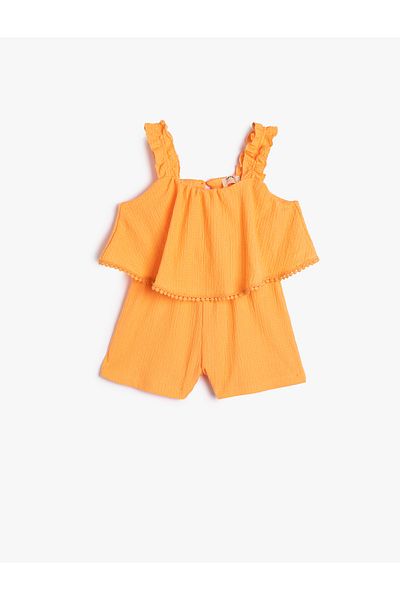 Koton Jumpsuit-Shorts mit Riemen, mehrlagiger Rüschenstruktur