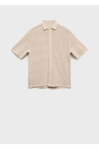 MANGO Man Ajur Örgü Pamuklu Gömlek