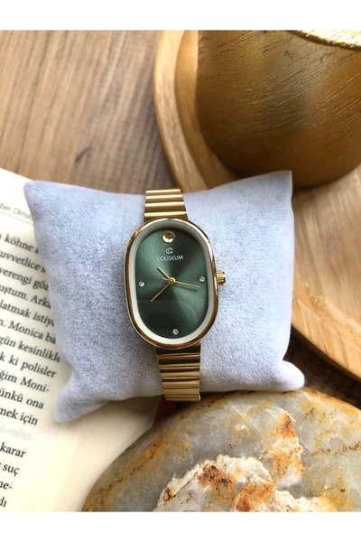 Coliseum Vintage Taş Detaylı Gold İçi Yeşil Kadın Kol Saati