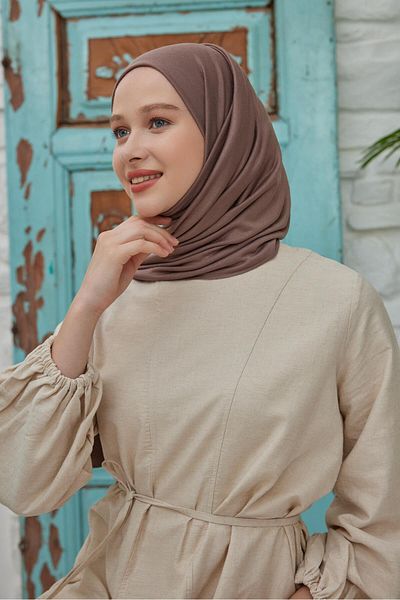 Şalland Dark Mink Combed Cotton Shawl