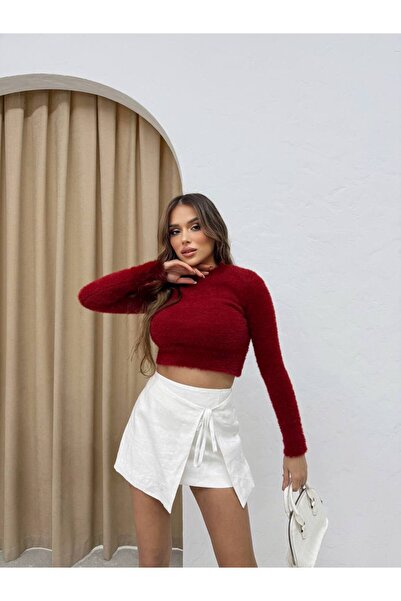 İLKCET MODA Super Crop Bearded Women's Sweater