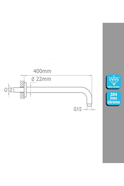 yapıtaşı Yapıtaşı Yt296 Ankastre Duvardan Tepe Duş Başlığı Borusu Oval 40 cm