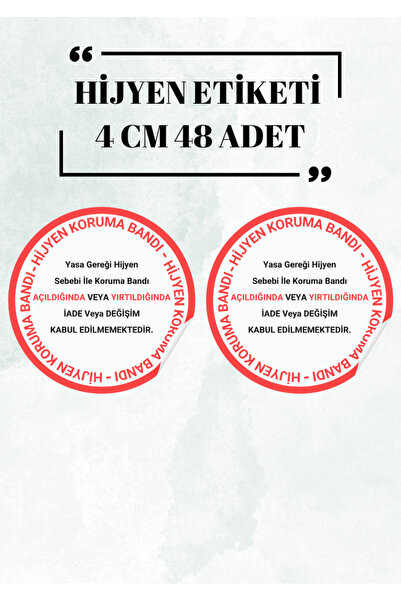 anka design Hijyen Etiketi Hijyen Koruma Etiketi Sticker 4 Cm 48 Adet