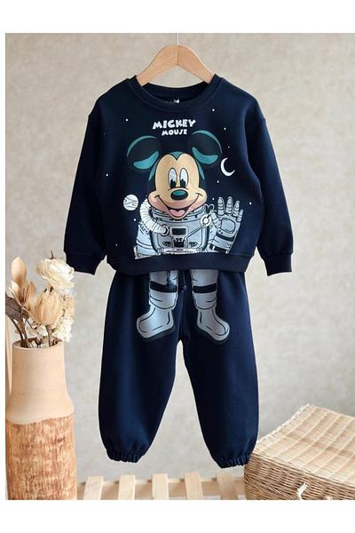 Lolliboomkids Boy's Space Themed Astronaut Printed Sweatshirt Sweatpants 2 Piece Tracksuit Set