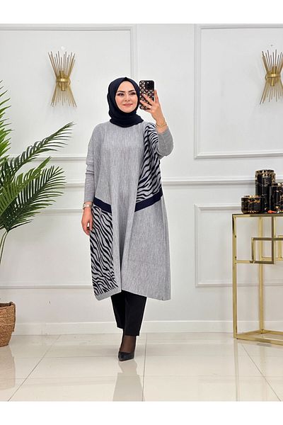 Enans Design Women's Knitwear Tunic, Patterned Loose Tunic