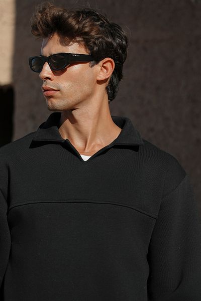 Whish Ιταλικό φούτερ Tierra Noir Loose Fit με πέτο