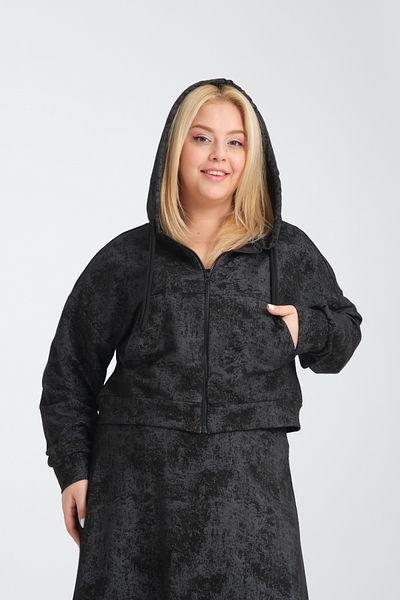 Dejabrew Jeans Φούτερ με κουκούλα Plus Size Κοντό μοντέλο A039-1