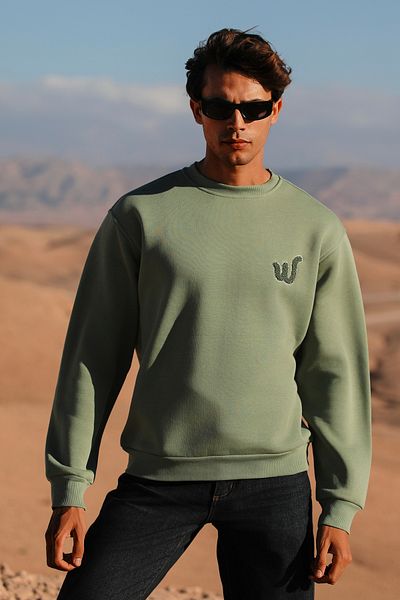 Whish Φούτερ Viento Olive Loose Fit με κέντημα