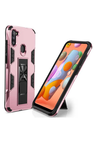 kilifone غطاء حماية متوافق مع هاتف Galaxy A11 مع حامل قابل للطي - ذهبي وردي -...