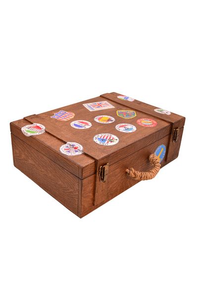t tun's woods Decorative Retro Wooden Suitcase Suitcase 43 cmx30cm Depth 14 cm)