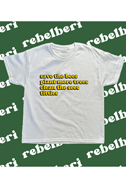 rebelberi Tricou pentru bebeluși Save The Bees, cu text, stil Y2K Grunge Fair...