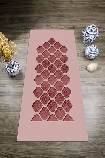 Viyana Home Digital Printed Non-Slip Base Washable Dowry Gift Prayer Mat Prayer Rug, Seccade-117-Red,