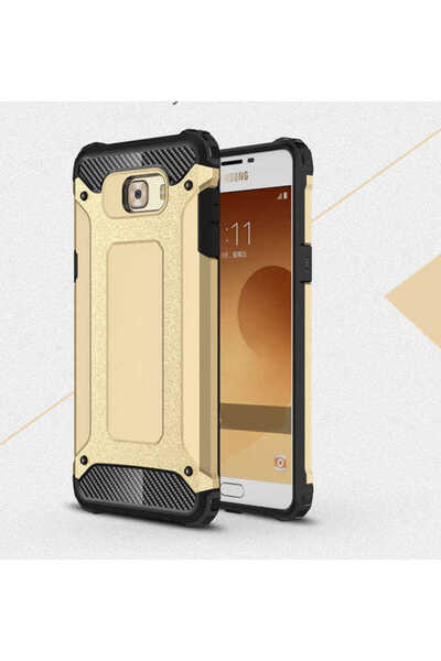 noktaks Galaxy C5 uyumlu - Kılıf Çİft Katman Koruyucu Crash Military Tank Kıl...
