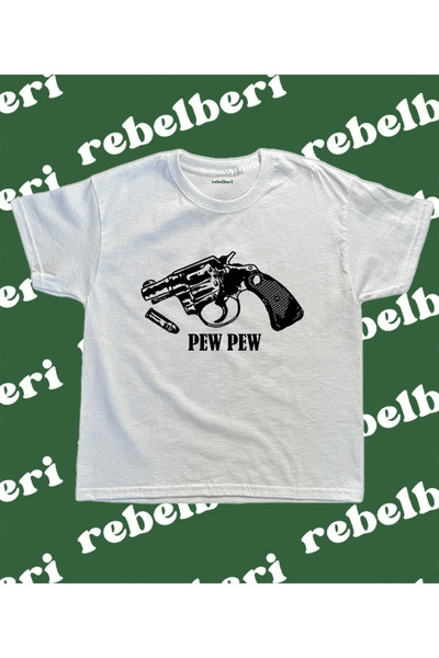 rebelberi Y2K Grunge Fairycore Baby T-Shirt - Pew Pew Writing, 100% Cotton