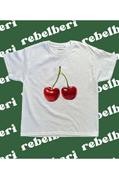 rebelberi تي شيرت Y2K Grunge Fairycore Baby - طراز الكرز المائي، 100% قطن