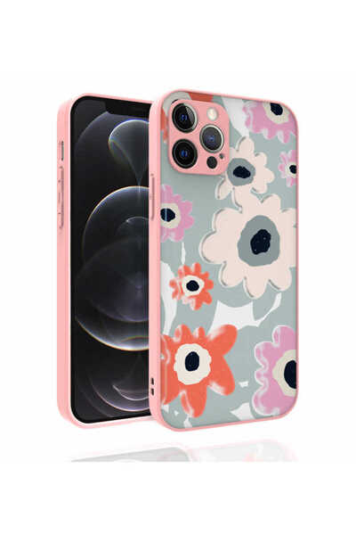 zore iPhone 12 Pro Case Patterned Camera Protected Glossy Nora Cover - No5