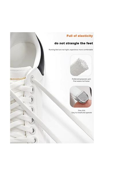 Mawrond Compression Metal Clips, Practical, Elastic, No Ties, 100 Cm, Shoelaces, 1 Pair