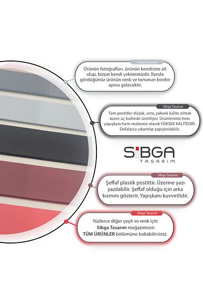 sibga tasarım Transparent Colored Post-It Note Paper - 200 Sheets Bookmark Sticker