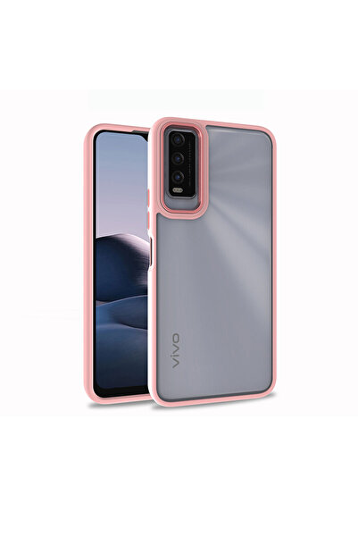 Techaks حافظة فيفو Y11S ذات حواف معدنية للكاميرا وغطاء شفاف ملون فلورا - ذهبي...