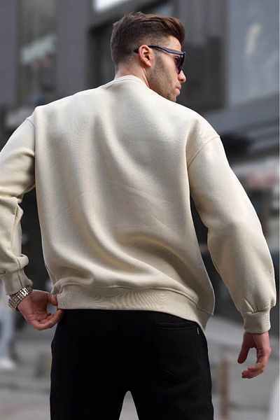 BRLKN Ανδρικό φούτερ με μπεζ λαιμόκοψη Oversize Rose Gold Basic TR4477