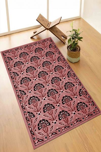 Viyana Home Digital Printed Non-Slip Base Washable Dowry Gift Prayer Rugs Prayer Rugs, SECCADE-109-RED,