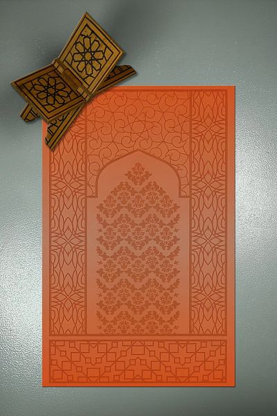 Viyana Home Digital Printed Non-Slip Base Washable Dowry Gift Prayer Mat Prayer Rug, Seccade-127-Orange,