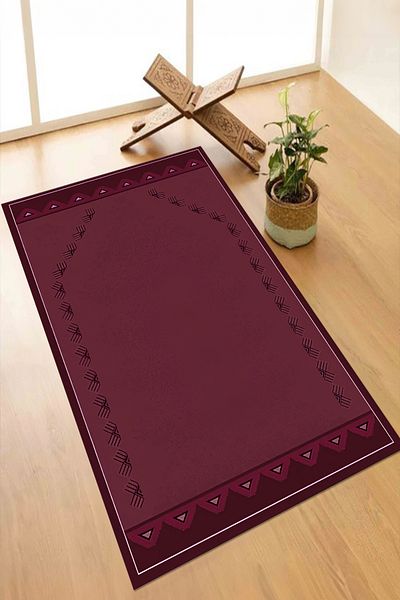 Viyana Home Digital Printed Non-Slip Base Washable Dowry Gift Prayer Mat Prayer Rug, Seccade-106-Red,