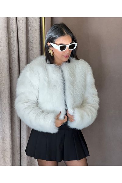 Kese Fashion Store Palton de blană fără buzunar pentru femei