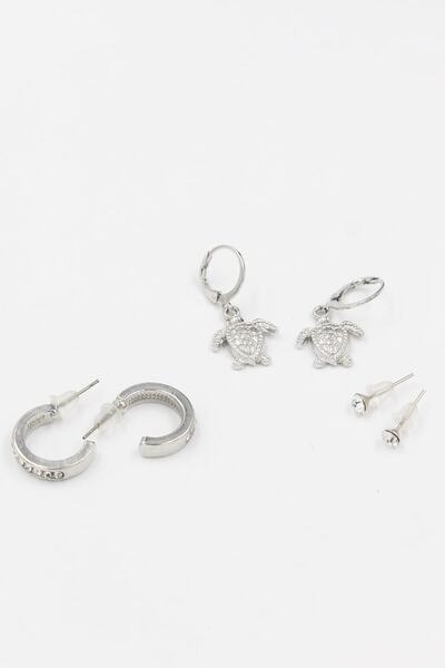 Chantaky 037602 طقم أقراط فضية مكون من 3 قطع