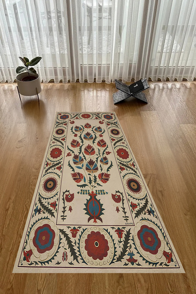 Viyana Home قاعدة سجادة صلاة مطبوعة رقمية غير قابلة للانزلاق وقابلة للغسل