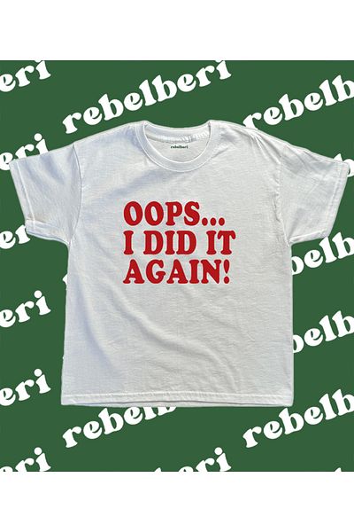 rebelberi Y2K Grunge Fairycore Baby Tee - Oops I Did It Again Written, 100% Cotton