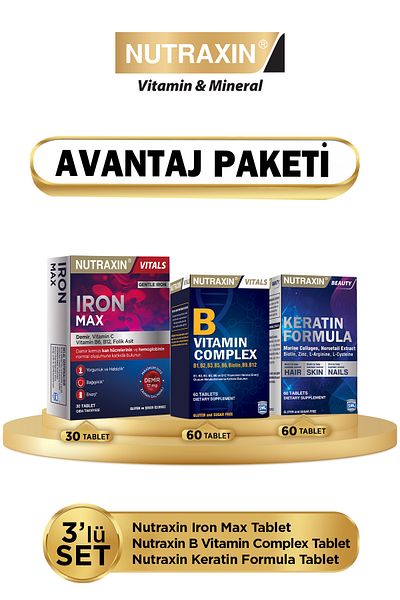 Nutraxin Keratin Formula - Magnesium Complex + Vitamin B6 - Biotin 5000 Mcg (Advantageous Package)