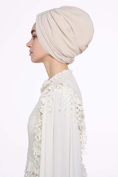 miha Hicran Önal Beige Design Bonnet with Handles