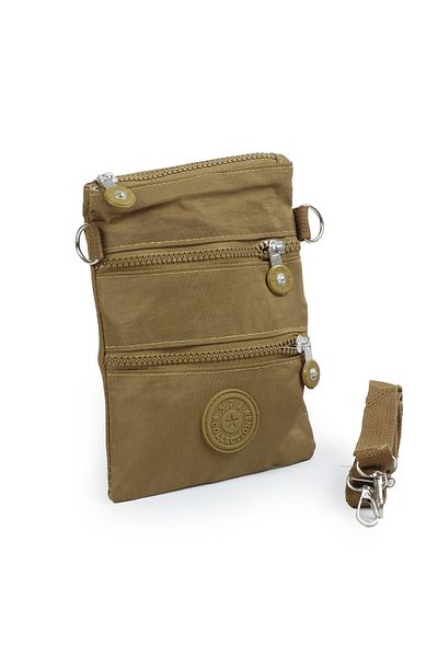 İMAKS Χακί Crinkle/Clinkir 3 Zipper Αδιάβροχο λουρί ώμου Τηλεφωνική τσάντα Πορτοφόλι 1115G