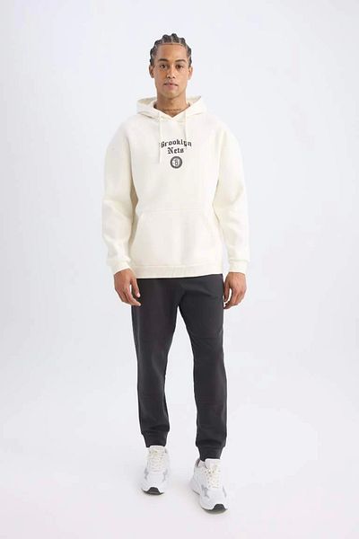 DeFacto Άνετο φούτερ Brooklyn Nets Comfort Fit με κουκούλα με χοντρή πλάτη