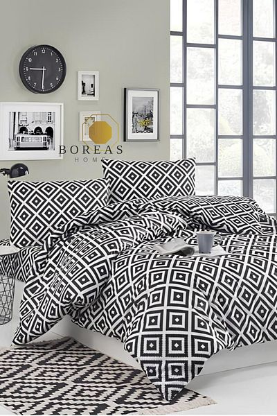 Boreas Home Σετ Παπλωματοθήκη Διπλό Black Diamond Χωρίς Σεντόνια