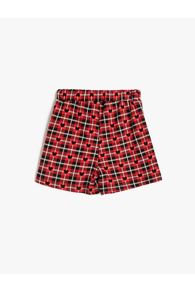 Koton Plaid Patterned Heart and Rubber Waist Shorts Skirt Wrap